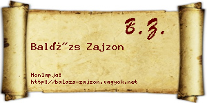 Balázs Zajzon névjegykártya