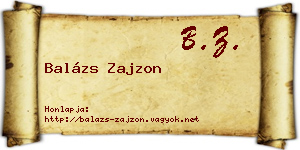 Balázs Zajzon névjegykártya